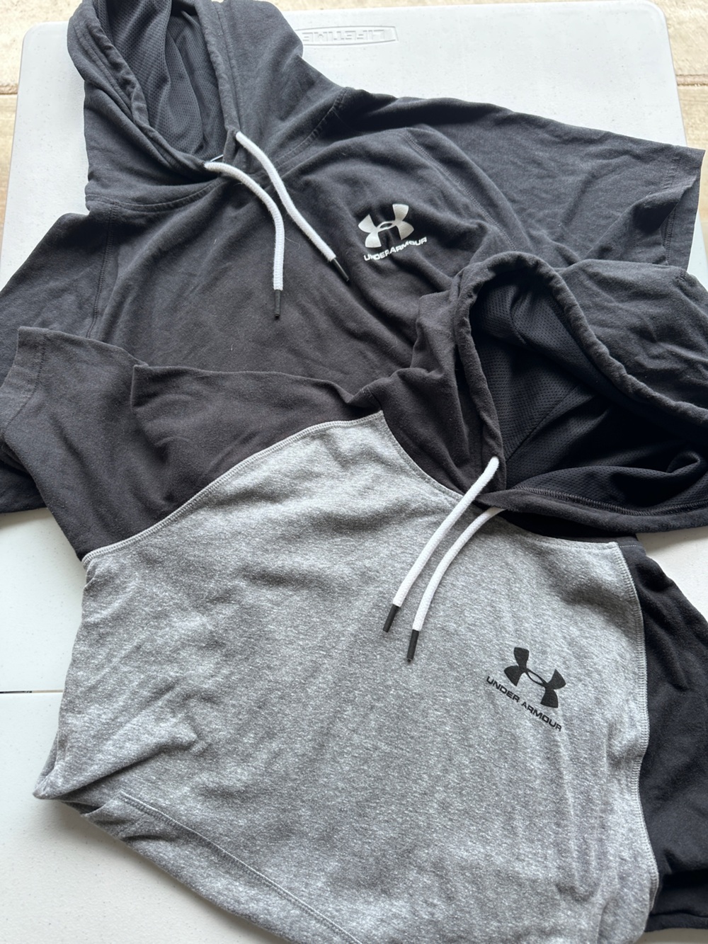 Under Armour Black & Grey Pullover Short Sleeve Hooded Tees Bundle